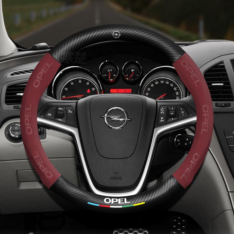 Для Opel OPCline ASTRA CORSA INSIGNIA MOKKA VECTRA GTC Tigra Автомобильные Аксессуары: Чехол на Руль из Углеродного Волокна и Замши