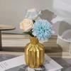 1PC Golden Resin Vase Light Luxury Cabinet Flower Vase Nordic Modern Flower Arrangement Pot Living Room Office Decoration