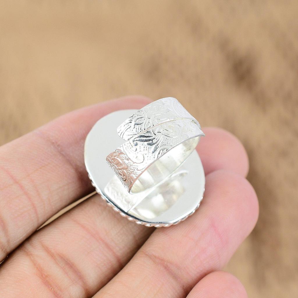 Rhodonite Gemstone 925 Silver Trendy Promise Heart Chakra Artisan Ring Jewelry