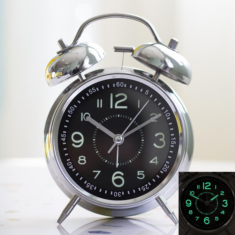Супер громкий будильник, металлический двойной звонок, будильник с ночником, ретро-прикроватные часы, бесшумные настольные часы для дома, спальни