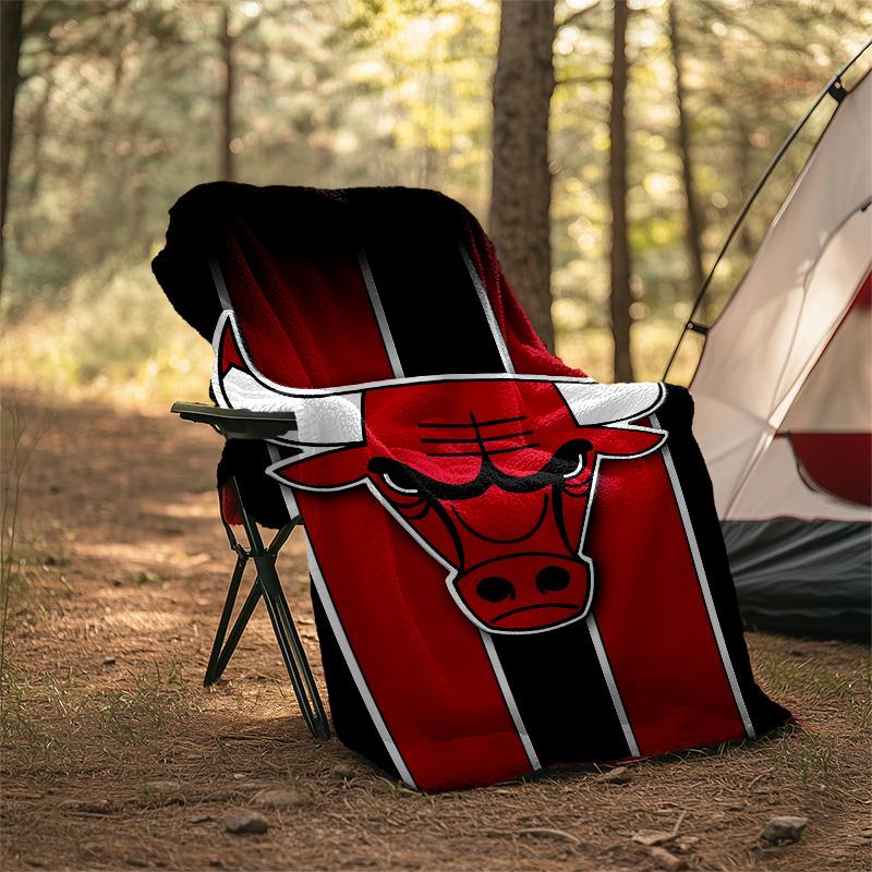 1pc Chicago Bulls Theme Blanket - Digital Print, Polyester, Cozy for All Seasons, Perfect for Outdoor, and Travel