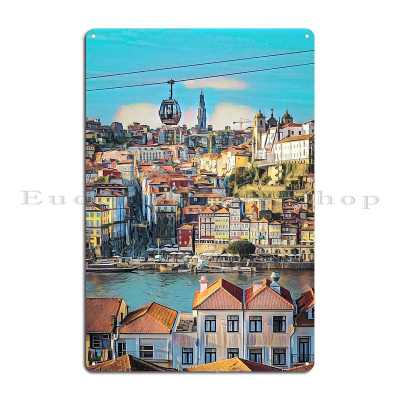 Travel Posters Porto Portugal Metal Plaque Poster Wall Decor Pub Printed Bar Wall Decor Tin Sign Poster