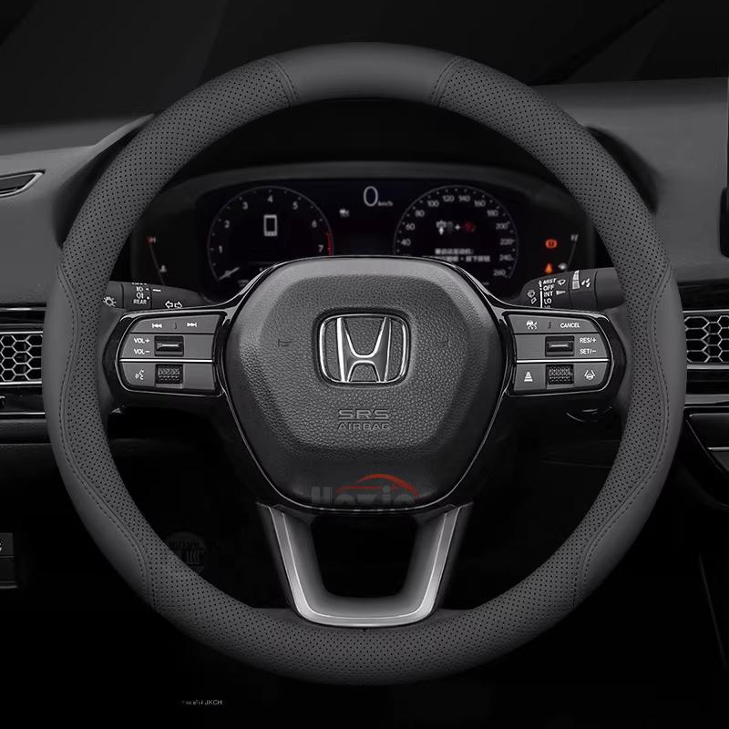 AQJ1 Leather Car Steering Wheel Cover for Honda HRV CRV Civic City Passport Accord CRZ 2022 2023 2024 2025 2026 Interior Accessories