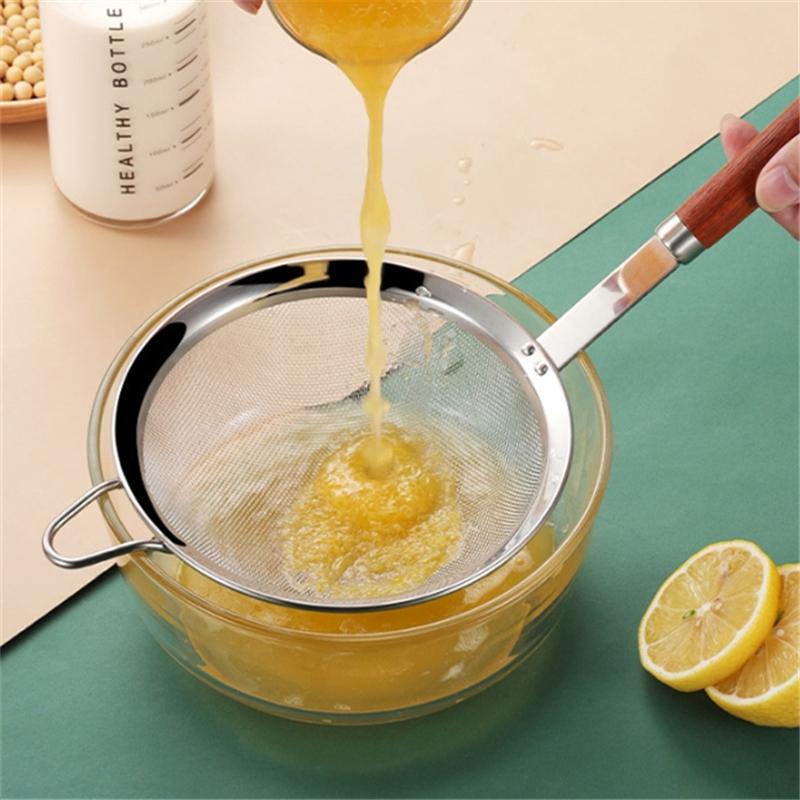 80 меш Скиммер-сито из нержавеющей стали с длинной деревянной ручкой Кухонный фильтр для растительного масла Сито для сока Фритюрница Ковш