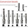 Hexagonal Handle To Square Head Socket Wrench Conversion Rod with Steel Ball: 1/4, 3/8, 1/2 Sizes
