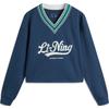 Sports Lifestyle Series Color Block V-Neck Comfortable Breathable Versatile Loose Sweatshirt Women Sweatshirt Deep-Navy AHSU532-3