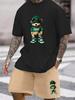 2024 New 3D Cartoon Bear Print Men's Set Summer Casual Everyday Men's Short-sleeved T-shirt Outdoor Street Fashion Beach Shorts
