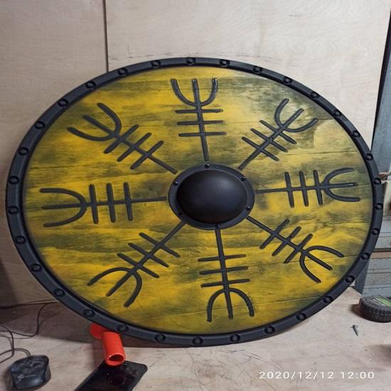 Полноразмерный 60,96 см VIKINGS SHIELD Массив дерева, сталь