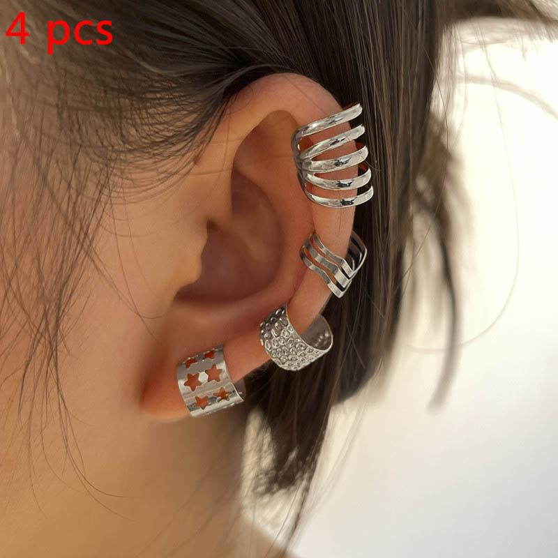 Women Ear Cuff Set Punk Personality Clip Earrings Gold Non-Piercing Ear Clips Fake Cartilage Earrings