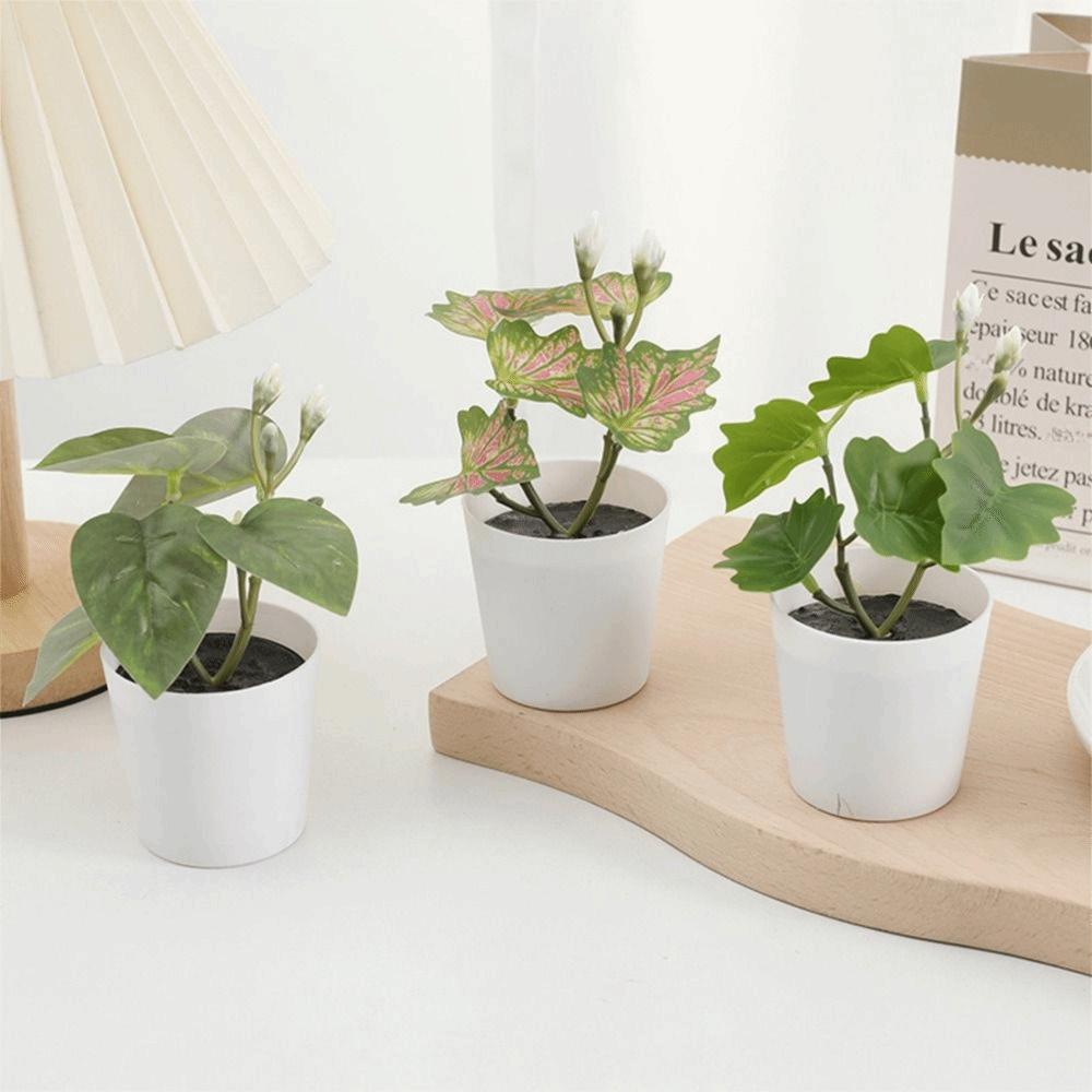 Green Green Plant Potted White Flowerpot Simulation Plant Potted Creative Desktop Ornament Gift