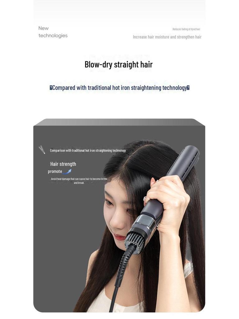 Фен и выпрямитель для волос двойного назначения с ионизацией и сменной насадкой Senping