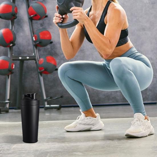 Чашка-шейкер для протеина из нержавеющей стали, бутылка для шейков для фитнеса в зале, 500 мл/750 мл, портативная