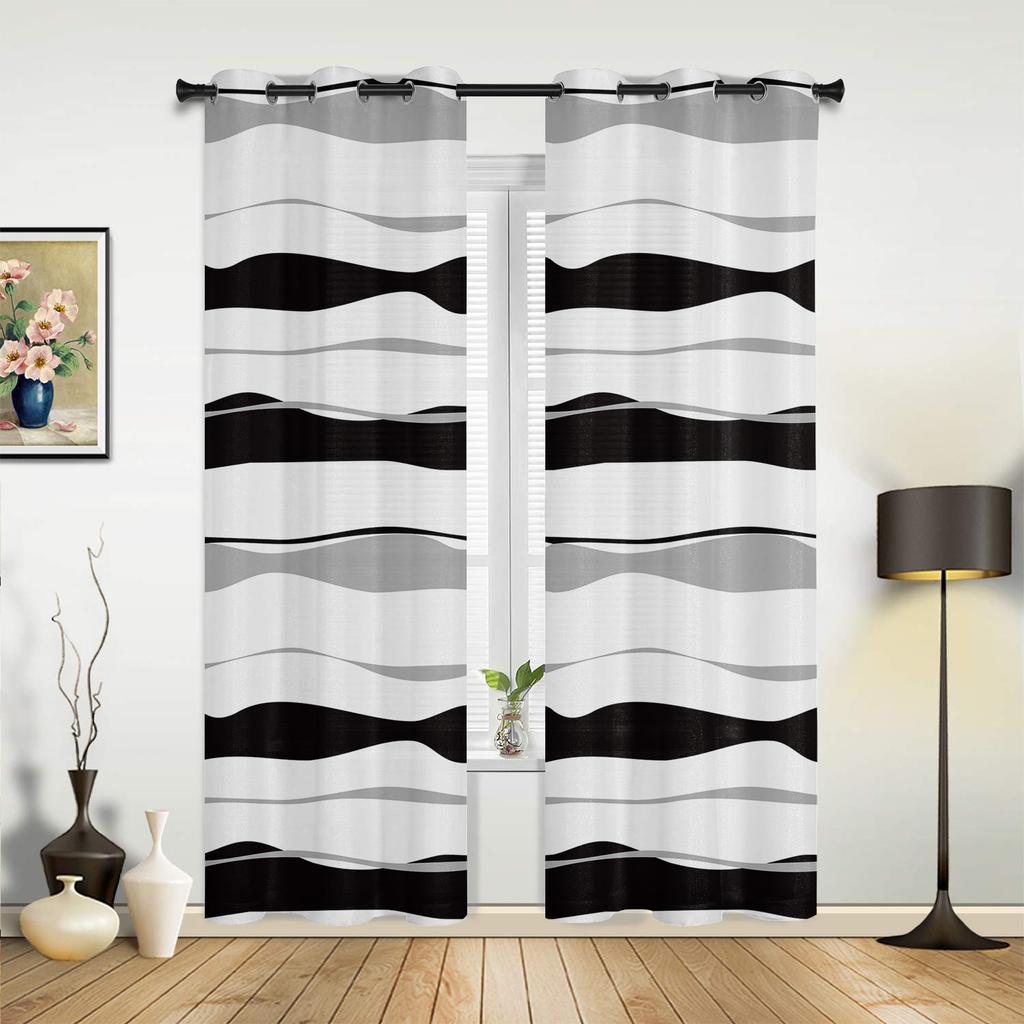 Современные оконные шторы для гостиной, яркие абстрактные линейные узоры, шторы для детской спальни, декор кухни, жалюзи, занавески