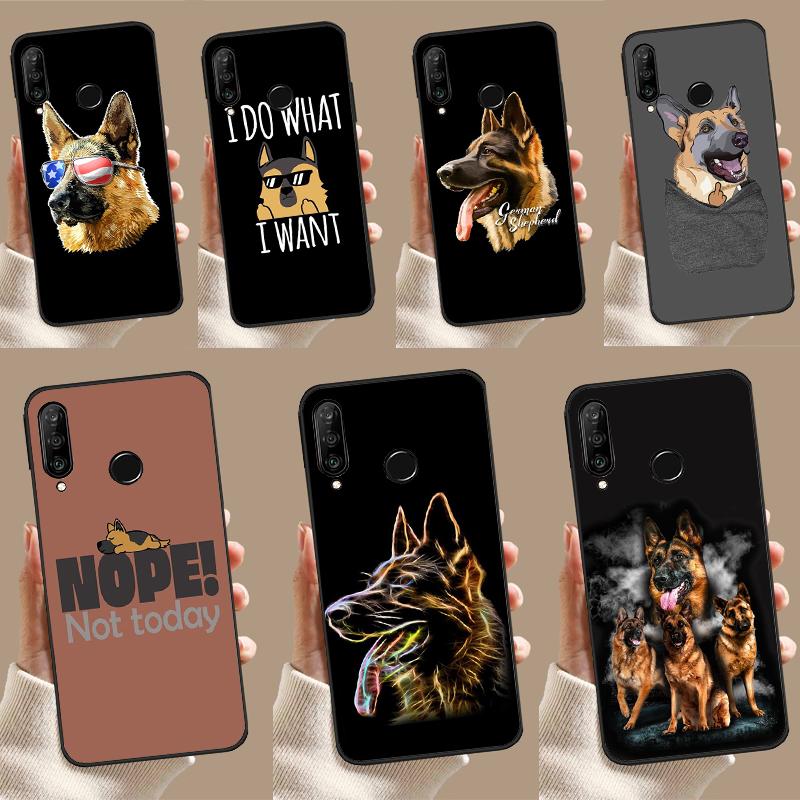 German Shepherd Dog Cartoon Case For Huawei Nova Y70 Y60 Y61 Y91 Y90 10 9 SE 5T 7i 8i 11i 11 P20 P40 Lite P30 Pro Cover