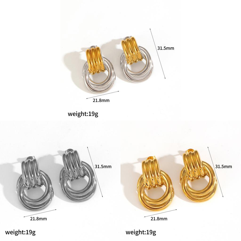 Геометрические Серьги из Нержавеющей Стали с Гальваническим Покрытием для Стильных Женщин