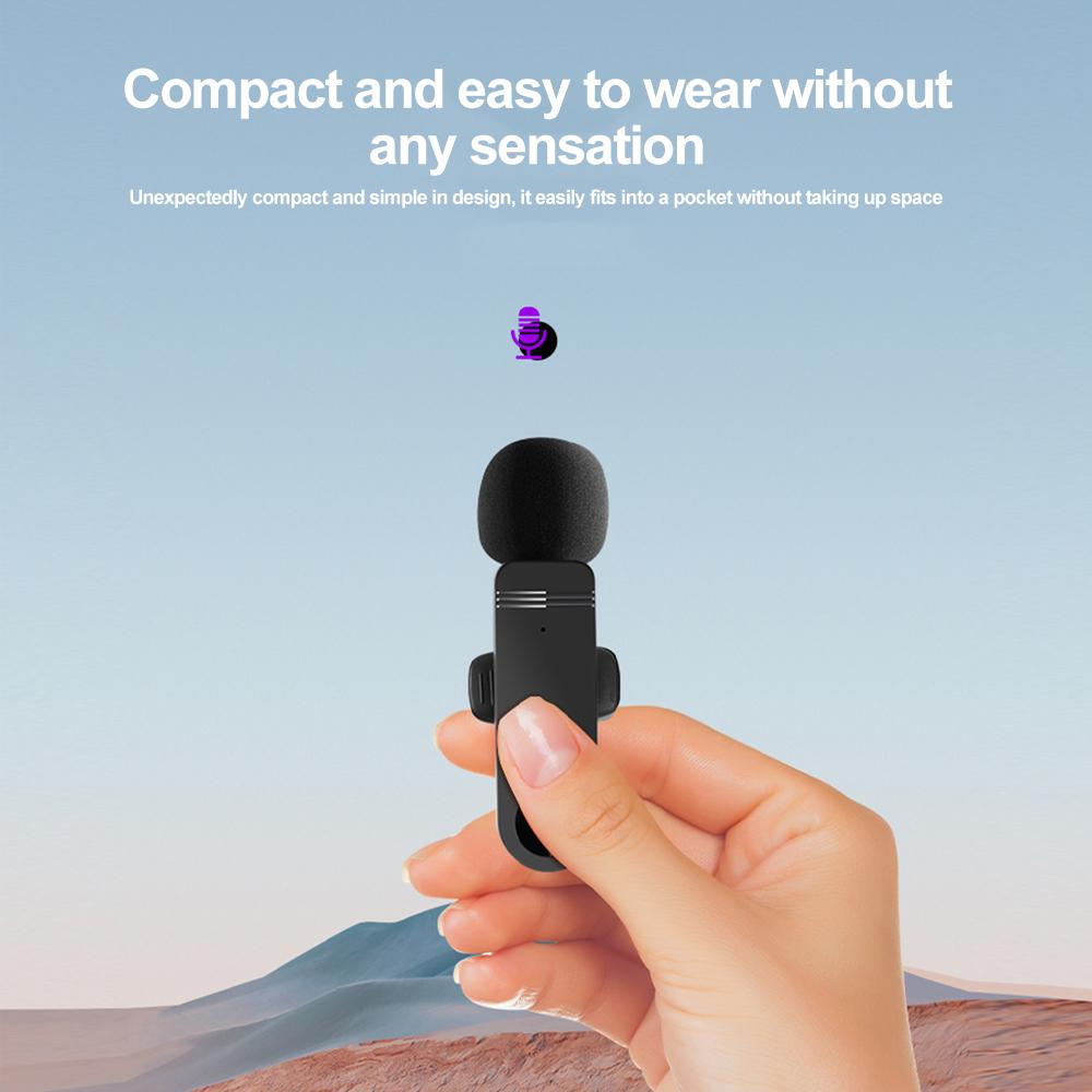 Wireless Lavalier Microphone Audio Video Recording Mini Mic For iPhone Android Laptop Live Gaming Mobile Phone Microphone