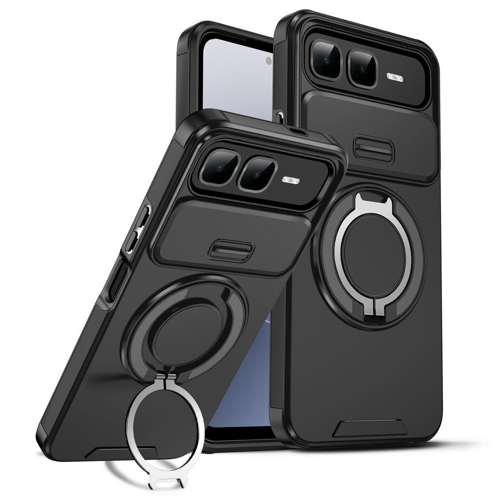 Магнитная подставка-кольцо Чехол для телефона Для Infinix Smart 10 Plus Защита объектива камеры-слайдера TPU рамка Жесткая пластиковая задняя крышка Fundas