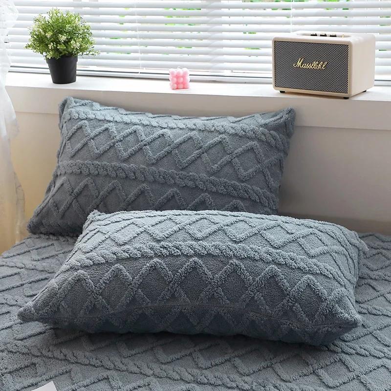 2pcs Pillowcase Velvet Pillow Cover 48x74cm Pillowslip Rectangle Cushion Cover Warm Pillow Case Fundas De Almohada