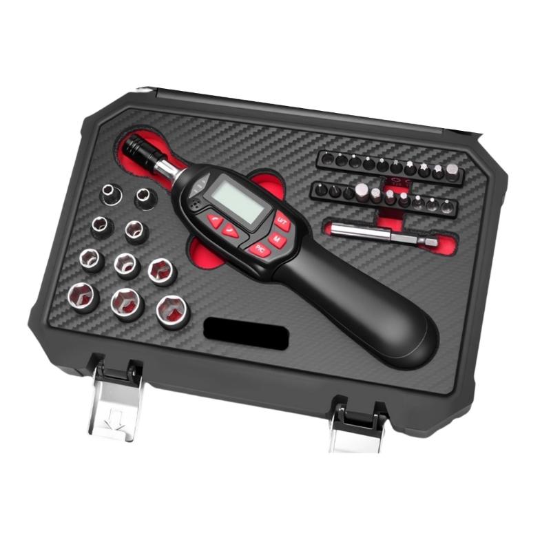 Набор динамометрических ключей 32 шт./компл. с цифровым дисплеем и различными битами для обслуживания мотоциклов, квадрат 1/4 дюйма