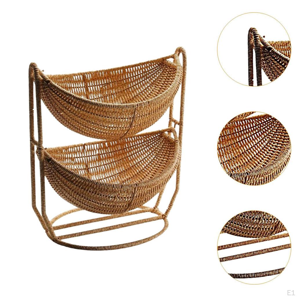 Плетеная корзина для фруктов, двухъярусная, простая, для кухни, ресторана, домашнего хозяйства, свадьбы, вечеринки