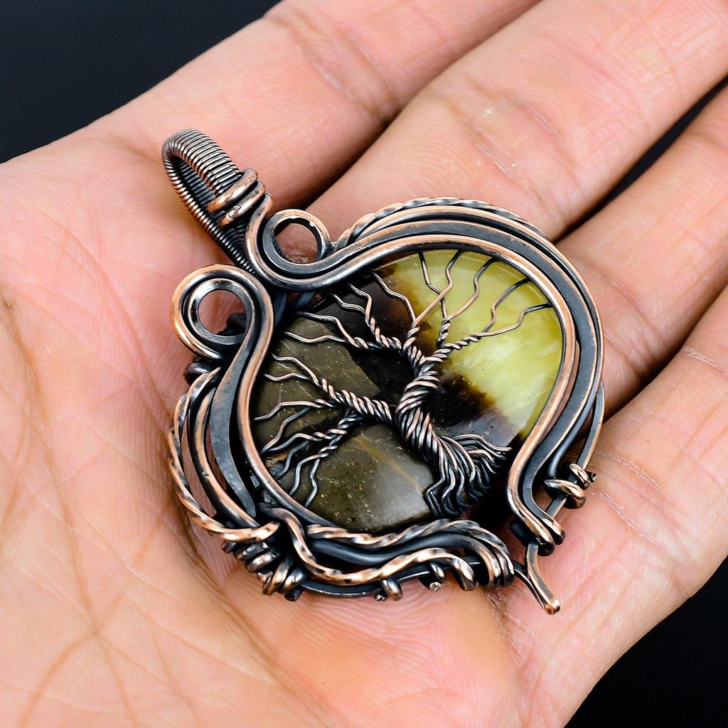 Септария 999 Медная проволока, обернутая кулон, Кулон Древо жизни из драгоценных камней ручной работы, Подарки для жены Новый кулон