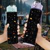 1PC Dark Sparkle Star Galaxy Print 750ml Color Plastic Sports Water Bottle Leakproof Flip Straw Lid Suitable for Sports Office Home Use