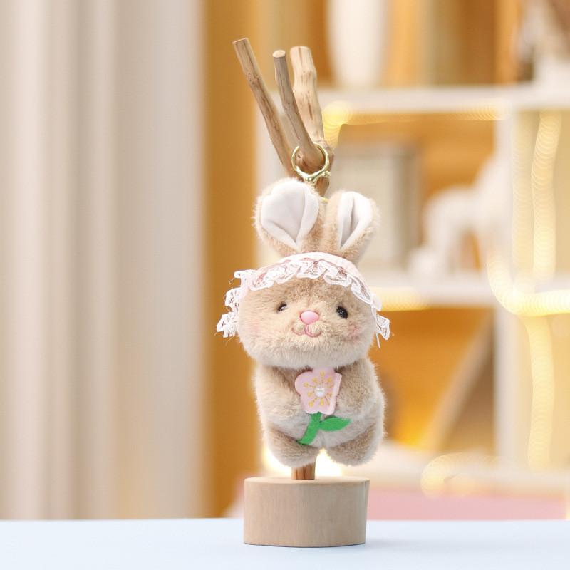 Cute Rabbit Hanging Decoration Soft Plush Bunny Toy With Colorful Floral Design