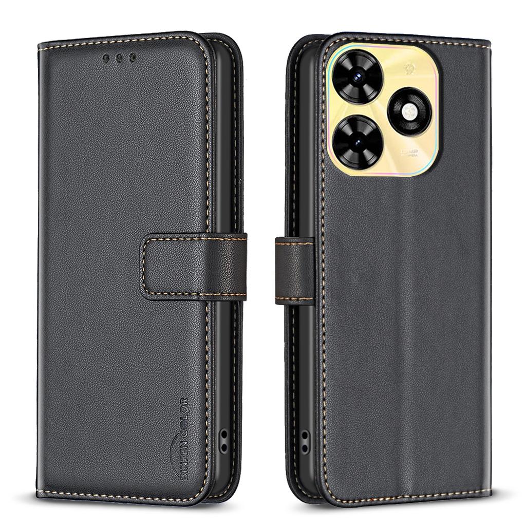 BINFEN COLOR BF17 Кожаный чехол-подставка-кошелек для телефона Infinix Smart 8 4G