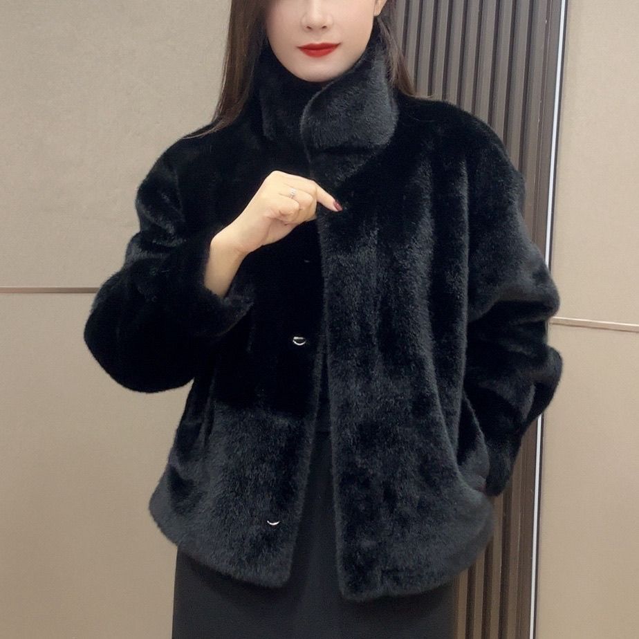 Короткая модная шуба с воротником-стойкой и леопардовым принтом для женщин, теплая и свободная зимой