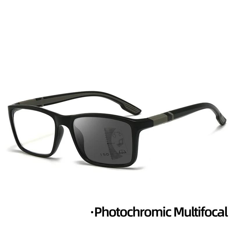 Leisure Sports Multifocal Photochromic Presbyopia Glasses for Women and Men HD Fashion Blue Light Blocking Reading Eyeglasses