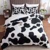 Cow Print Duvet Cover Twin Size, 3 Pieces Cow Bedding Set with 2 Pillowcases, Black and White Comforter Cover Bedroom Decor