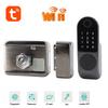 WIFI Door Lock Fingerprint Password IC Card Key Wiring Free Digital Gate Access Control for TUYA