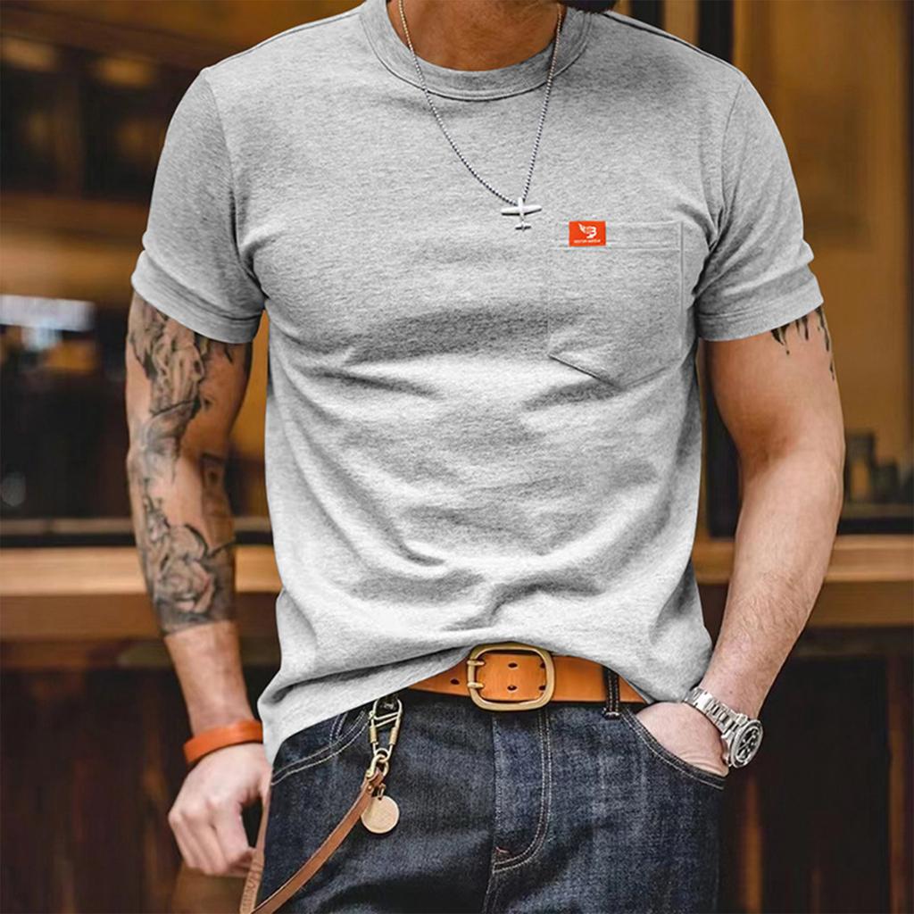 Men's Plus Size New Summer Men's Fashion Casual Solid Color Short Sleeved Top Men's Round Neck T-shirt
