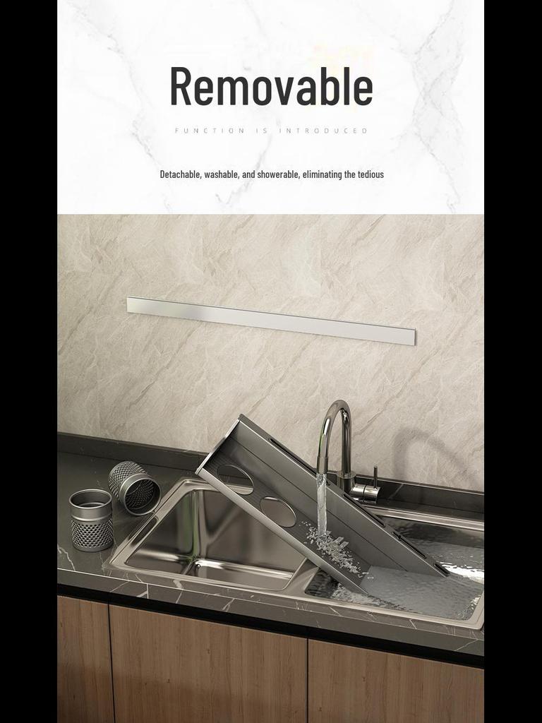 Punch-Free Wall-Mounted Kitchen Storage Rack: Seasonings, Chopsticks, and Knife Holder.