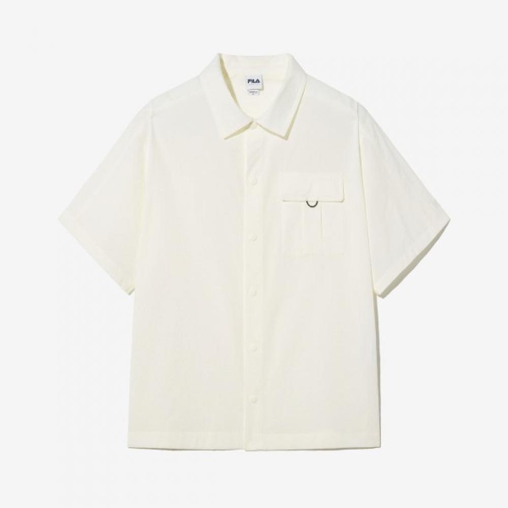 Fila Unisex Seersucker Short Sleeve Collar Neck Shacket