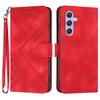 For Samsung Galaxy A55 5G Wallet Case Line Imprinted PU Leather Phone Cover with Strap