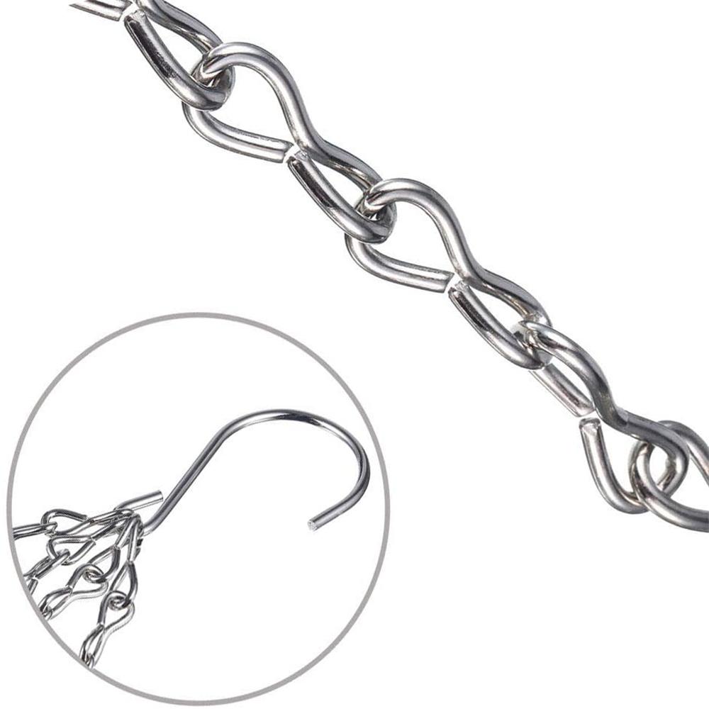 14" Hanging Basket Black/Silver Replacement Plant Hangers Hanging Chain Replacement Chains 4 Strand