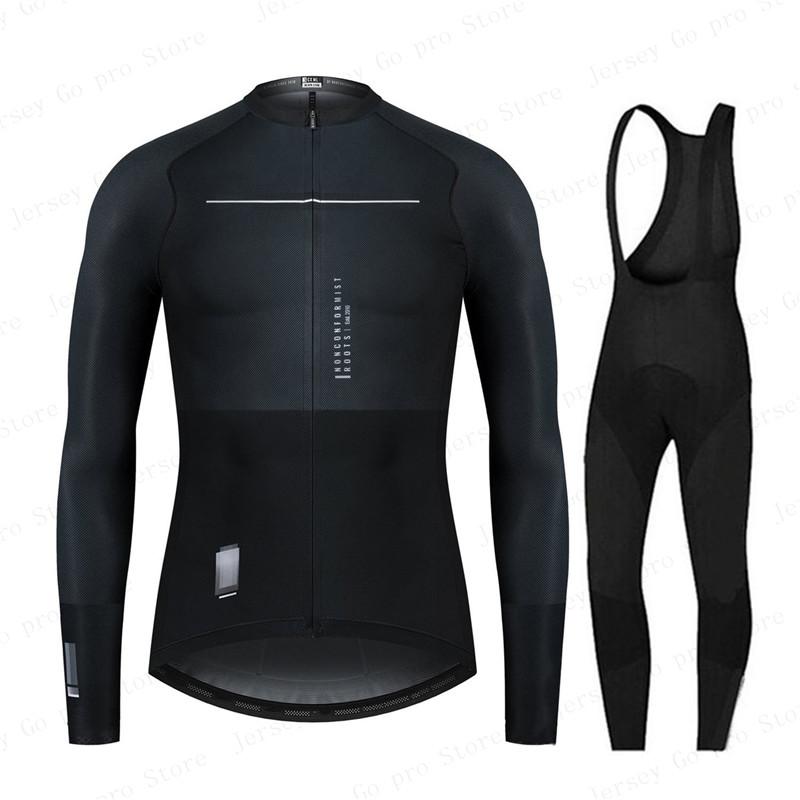 New Spring/Autumn Triathlon Men Long Sleeve Cycling Clothing Breathable Anti-UV Bicycle Jersey Set Wear Bib Pants Ropa Ciclismo