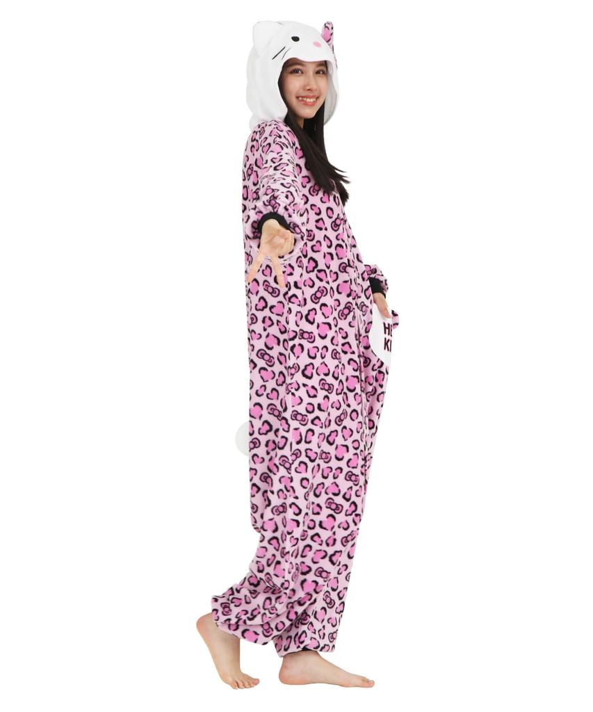 Флисовый кигуруми с персонажем Размер подходит для Sanrio Leopard Kitty [SAZAC] (Один Все)