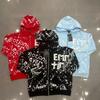 MIXED EMOTION American street style full-print letter-printed hoodie sweatshirt, loose zip-up cardigan, trendy style