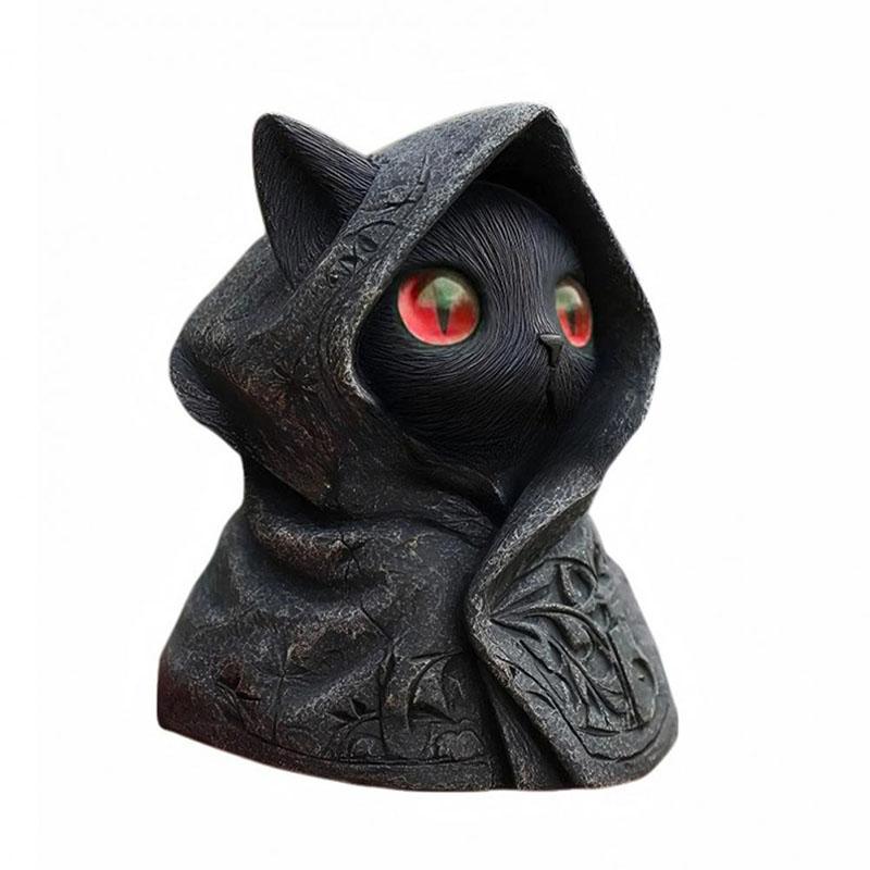 Фигурка кошки ручной работы Набор фигурок черных кошек для декора на Хэллоуин Миниатюрные скульптуры кошек из смолы ручной работы Подарок для влюбленных Настольный