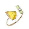 Raw Yellow Green Tourmaline Gemstone 925 Sterling Silver Pencil Ring Size  6 US