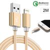 Cable for iPhone - Unspecified - 2M - Golden Nylon - Compatible with Several iPhone Models - USB