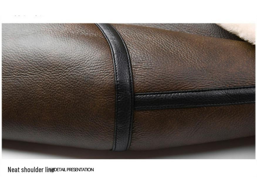 Мужская модная мотоциклетная куртка из овчины и ПУ-кожи - Короткая верхняя одежда из овечьей шерсти Осень/Зима