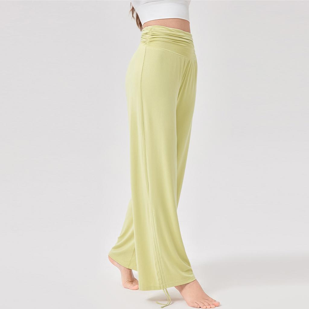 Женские прямые эластичные повседневные однотонные плиссированные спортивные брюки для фитнеса с высокой талией для йоги