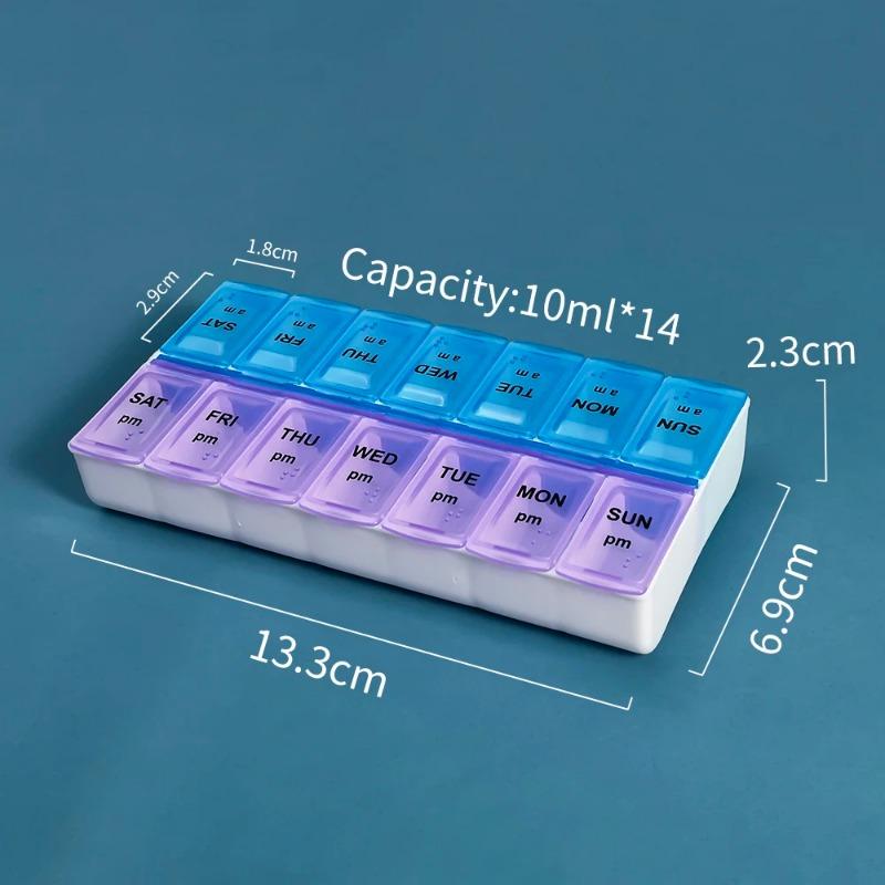 Еженедельные 14 сеток 7-дневная таблетка Портативные дорожные футляры Органайзер Контейнер для таблеток Хранение таблеток Витамины Медицина