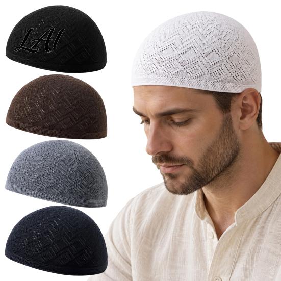 Comfortable Non Slip Cap Open-Knit Turkish Cap Breathable Lightweight Soft Mesh Hat Ethnic Daily Accessory Style Retro Elastic Headwear for Men And