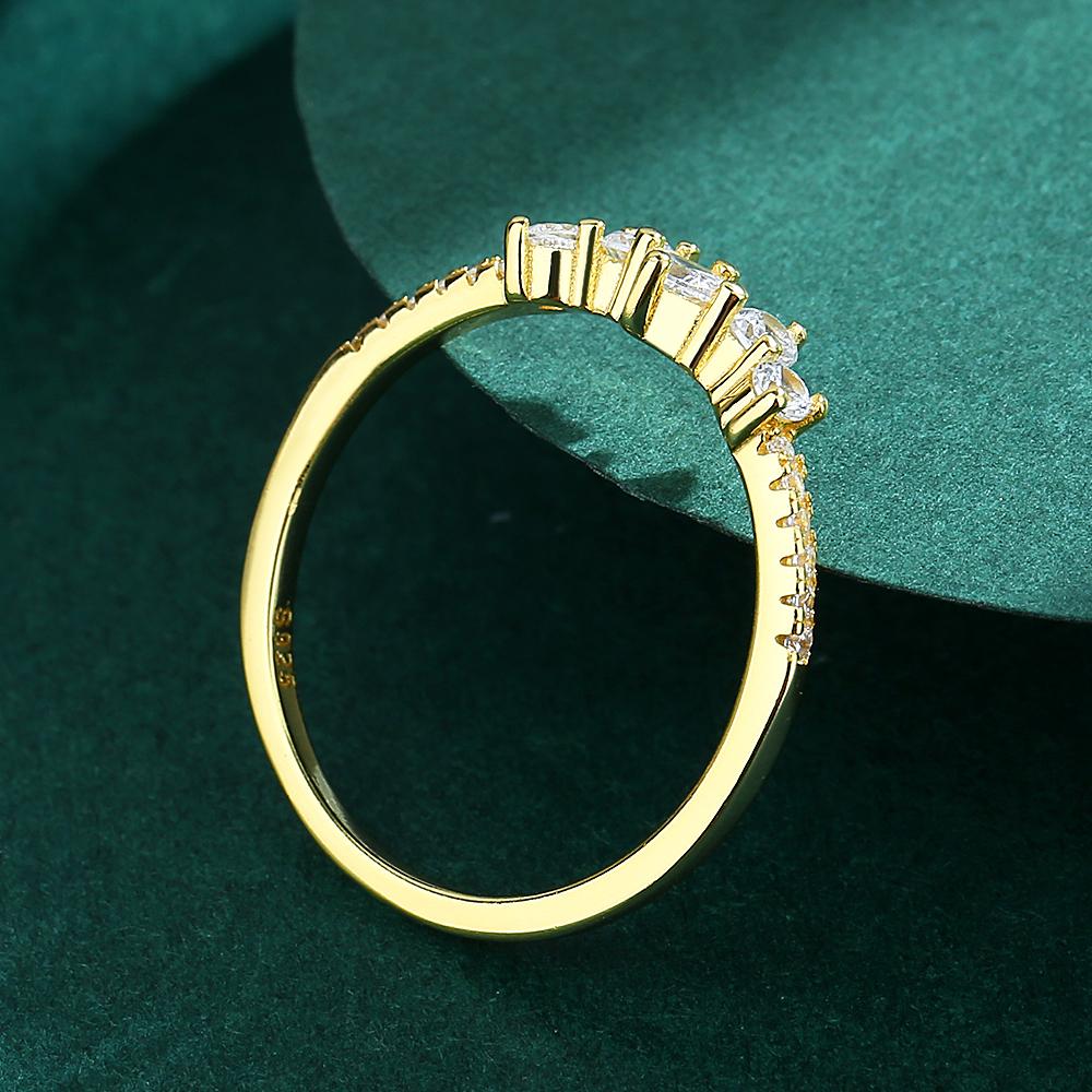 Fashion 18K Gold Geometric Circle Couple Ring For Women Small Diamond Crystal Genuine Sterling Silver Gift Jewelry