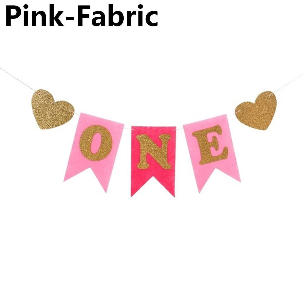 Prince Princess Gold Glitter ONE Hanging Flag 1st Birthday Party Decor Garlands Bunting Banner