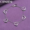 CHSHINE 925 Sterling Silver Five Heart Bracelet Fashion Charm Jewelry 20CM 8inches